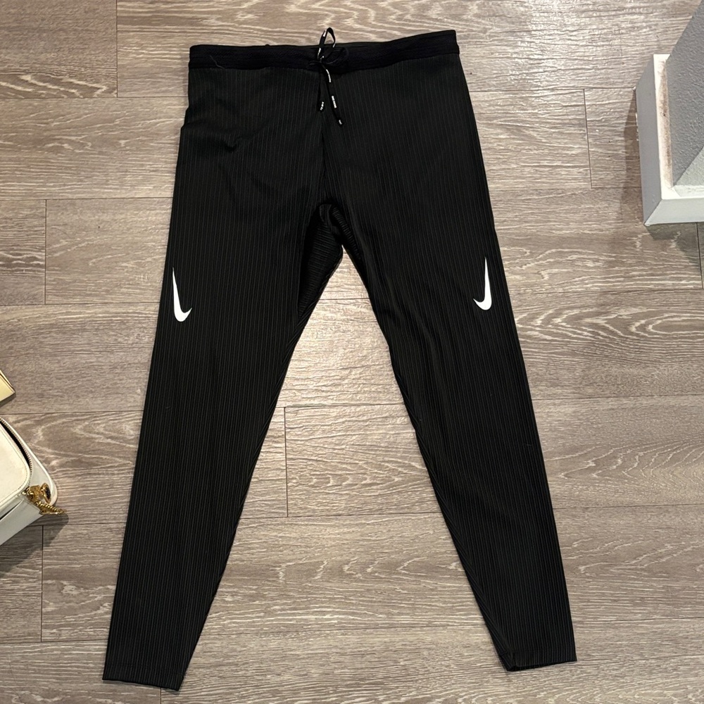 Nike Black Athletic Pants with White Logo